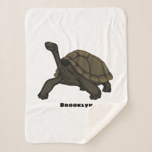 Galapagos land tortoise illustration sherpa blanket