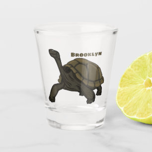 Galapagos land tortoise illustration shot glass