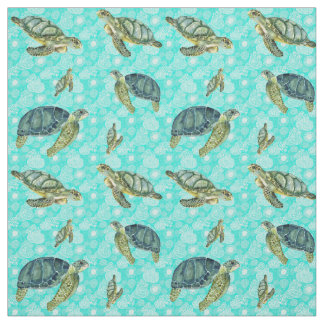 Galapagos Sea Turtles Watercolor Fabric