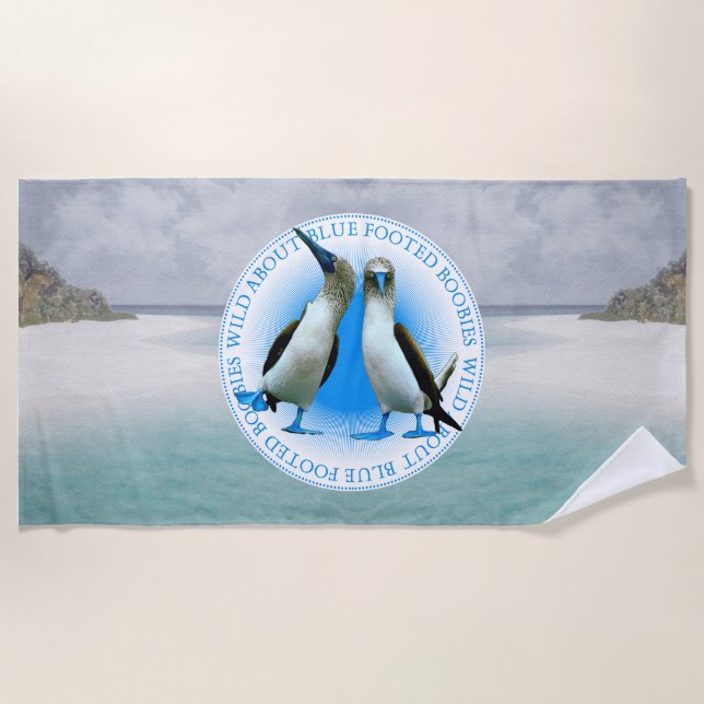 Galapagos Souvenir Blue Footed Boobies Beach Towel (Front)