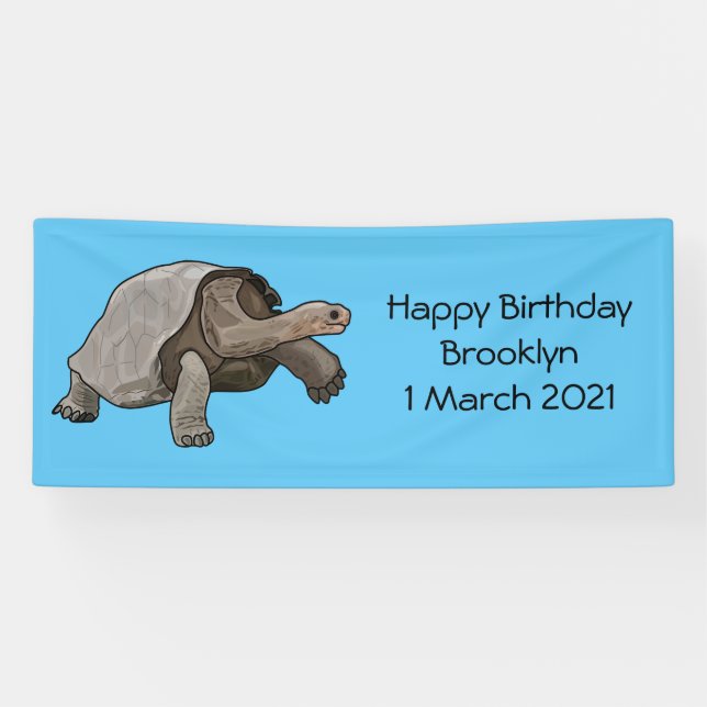 Galapagos tortoise cartoon illustration banner (Horizontal)