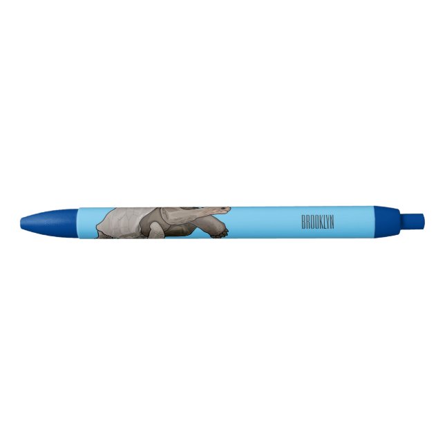 Galapagos tortoise cartoon illustration black ink pen (Front)