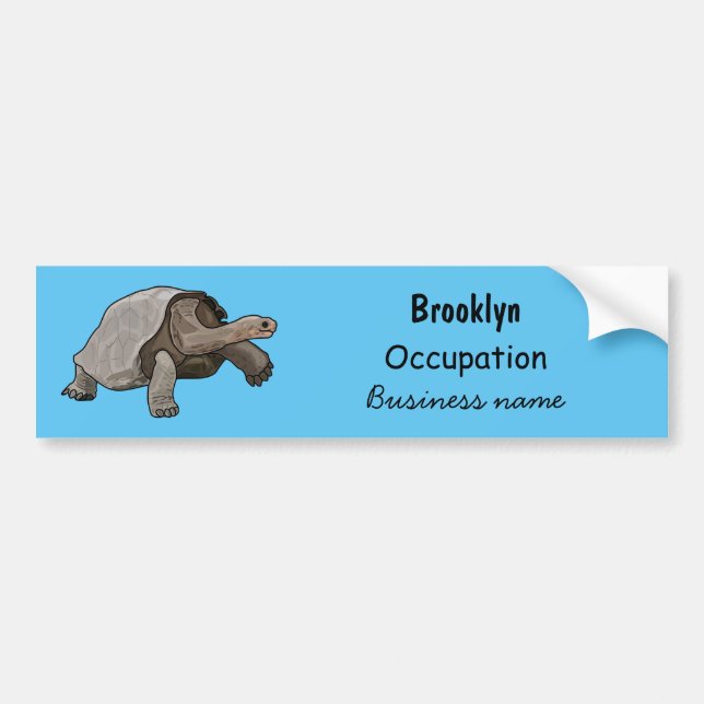 Galapagos tortoise cartoon illustration bumper sticker (Front)