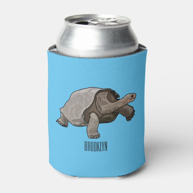 Galapagos tortoise cartoon illustration can cooler (Can Front)