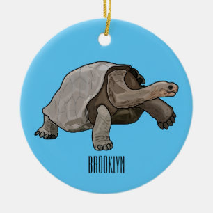 Galapagos tortoise cartoon illustration ceramic tree decoration
