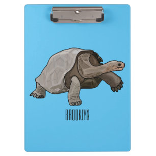 Galapagos tortoise cartoon illustration clipboard