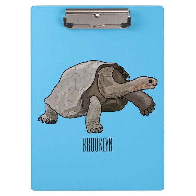 Galapagos tortoise cartoon illustration clipboard (Front)