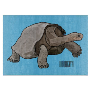 Galapagos tortoise cartoon illustration cutting board