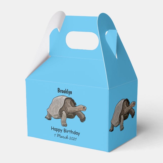 Galapagos tortoise cartoon illustration favour box (Front Side)