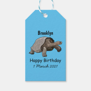 Galapagos tortoise cartoon illustration gift tags