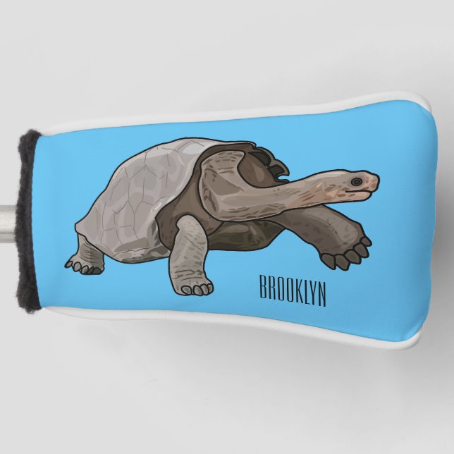 Galapagos tortoise cartoon illustration golf head cover (Front)