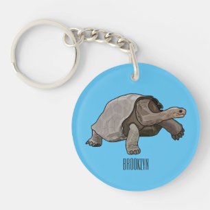 Galapagos tortoise cartoon illustration key ring