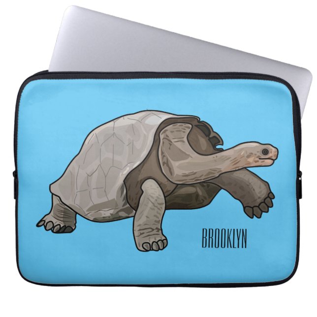 Galapagos tortoise cartoon illustration laptop sleeve (Front)