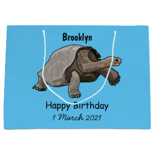 Galapagos tortoise cartoon illustration large gift bag