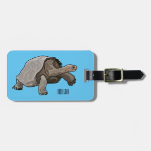 Galapagos tortoise cartoon illustration luggage tag