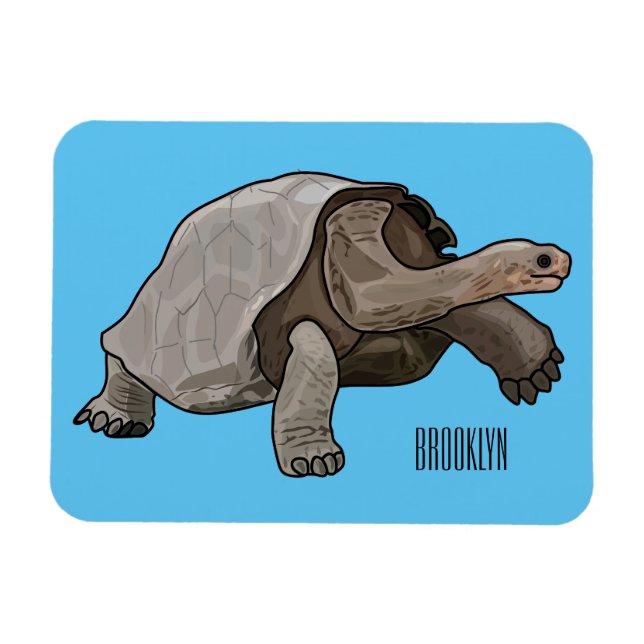 Galapagos tortoise cartoon illustration magnet (Horizontal)