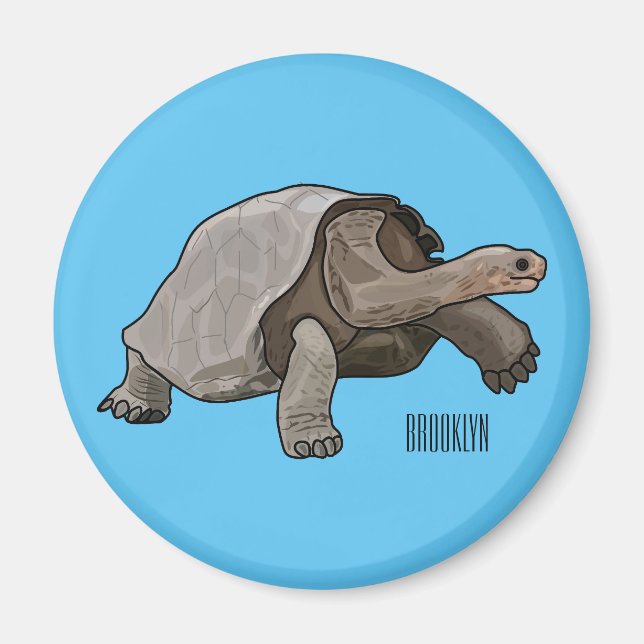 Galapagos tortoise cartoon illustration magnet (Front)