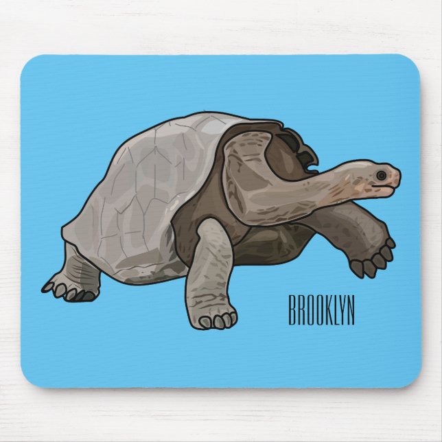 Galapagos tortoise cartoon illustration mouse mat (Front)
