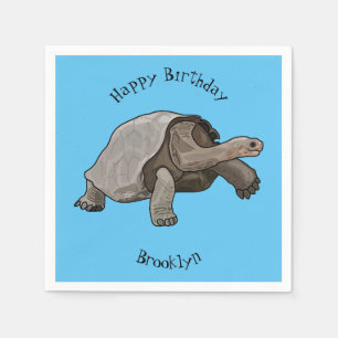 Galapagos tortoise cartoon illustration napkin