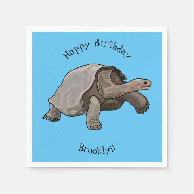 Galapagos tortoise cartoon illustration napkin (Front)