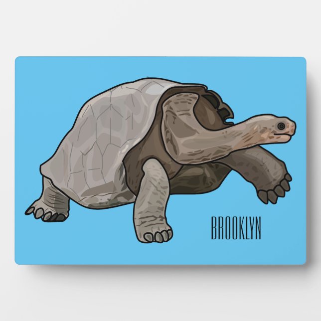 Galapagos tortoise cartoon illustration plaque (Front)