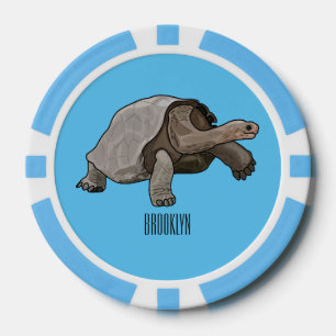 Galapagos tortoise cartoon illustration poker chips