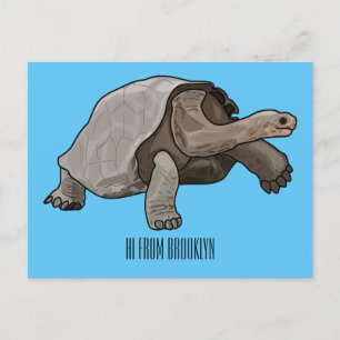 Galapagos tortoise cartoon illustration postcard