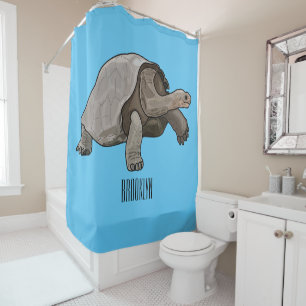 Galapagos tortoise cartoon illustration shower curtain
