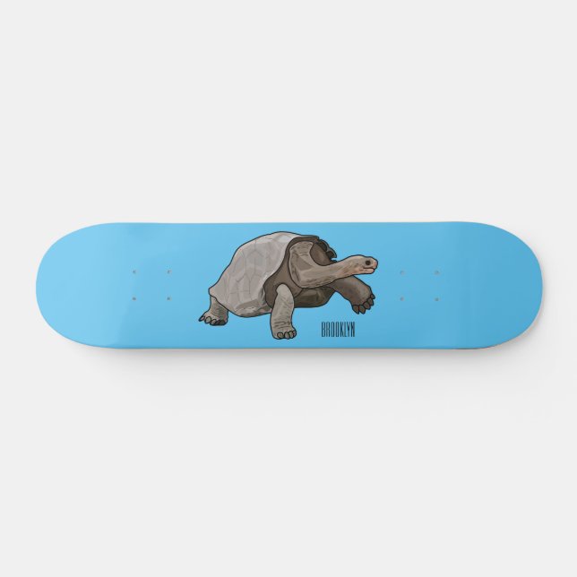 Galapagos tortoise cartoon illustration skateboard (Horz)
