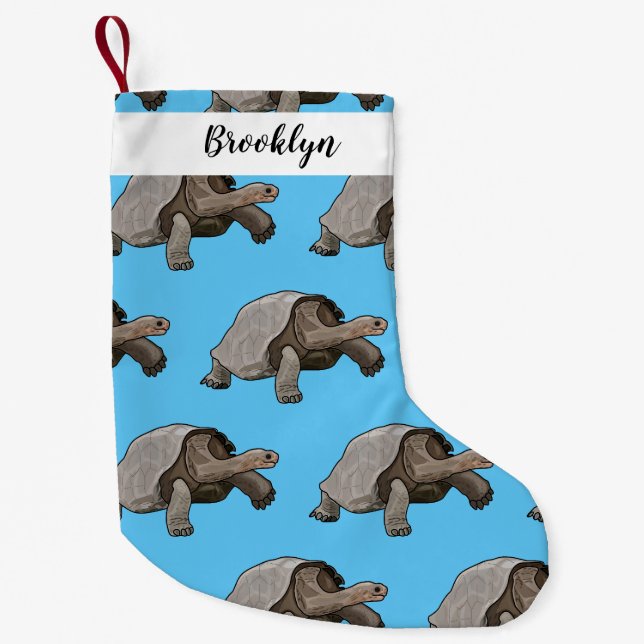 Galapagos tortoise cartoon illustration small christmas stocking (Front)