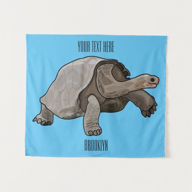 Galapagos tortoise cartoon illustration tapestry (Front (Horizontal))