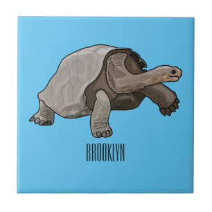 Galapagos tortoise cartoon illustration tile