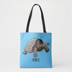 Galapagos tortoise cartoon illustration tote bag
