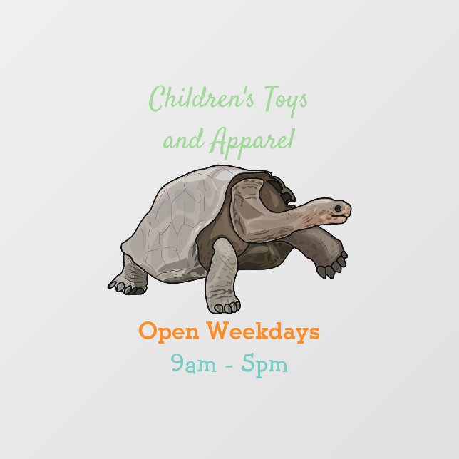 Galapagos tortoise cartoon illustration window cling (Sheet)