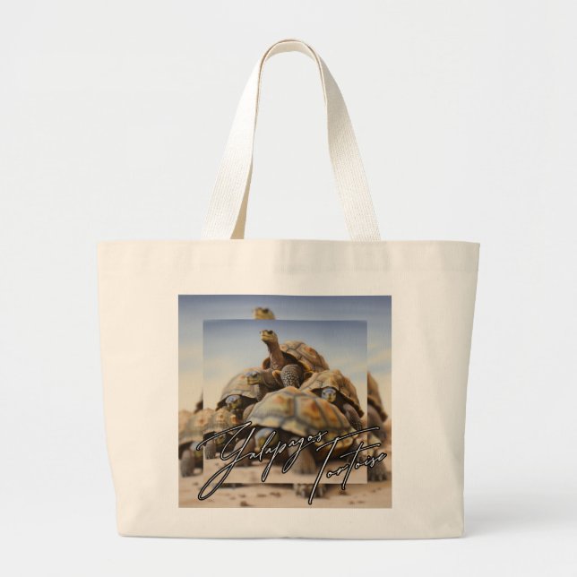 Galapagos Tortoise Large Tote Bag (Front)