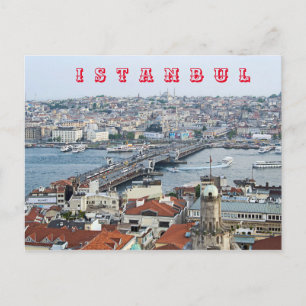Galata Bridge. Golden Horn Bay. Postcard