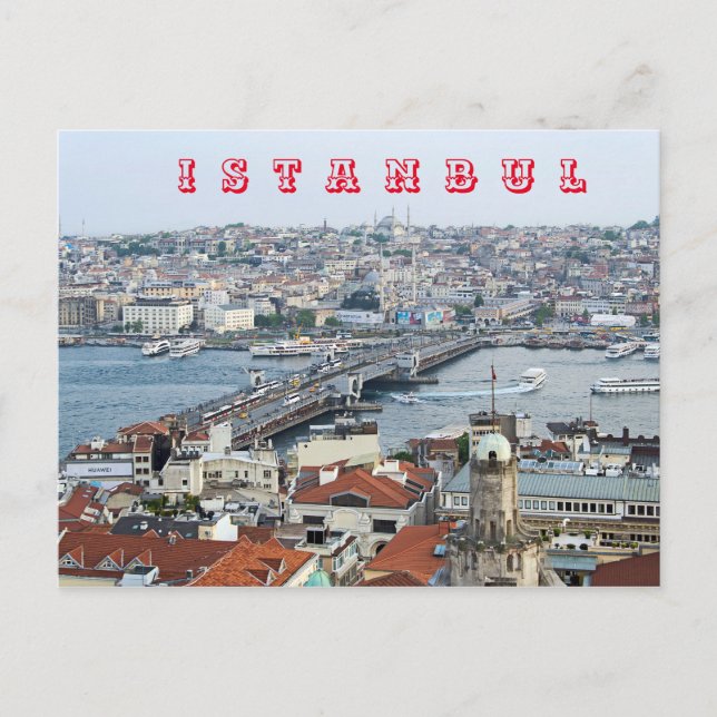 Galata Bridge. Golden Horn Bay. Postcard (Front)
