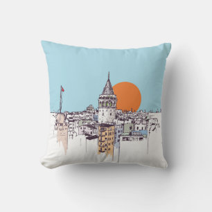Galata Tower and Galata district of Beyoglu Istanb Cushion