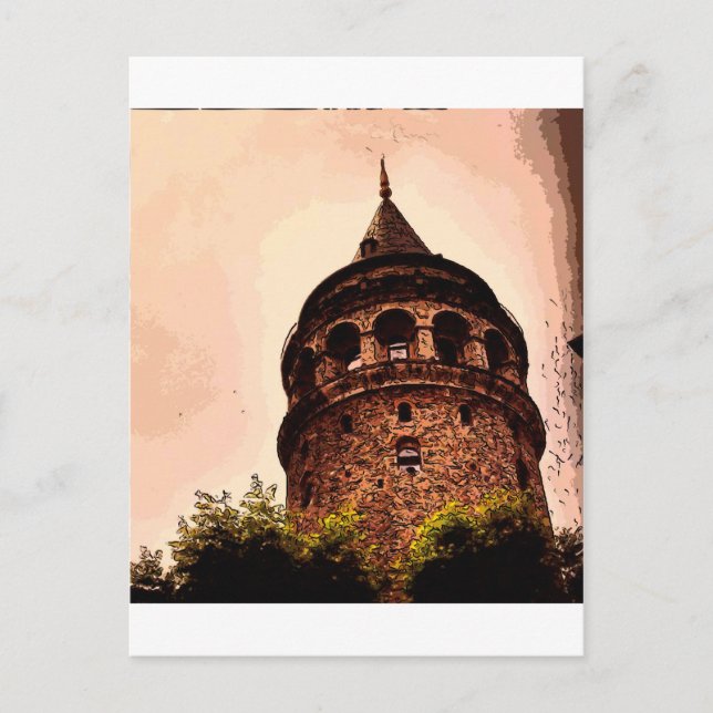 Galata Tower In Istanbul Hand drawing Postcard (Front)