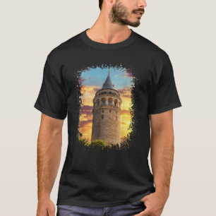 Galata Tower Istanbul Turkey Photo Splatter Art De T-Shirt