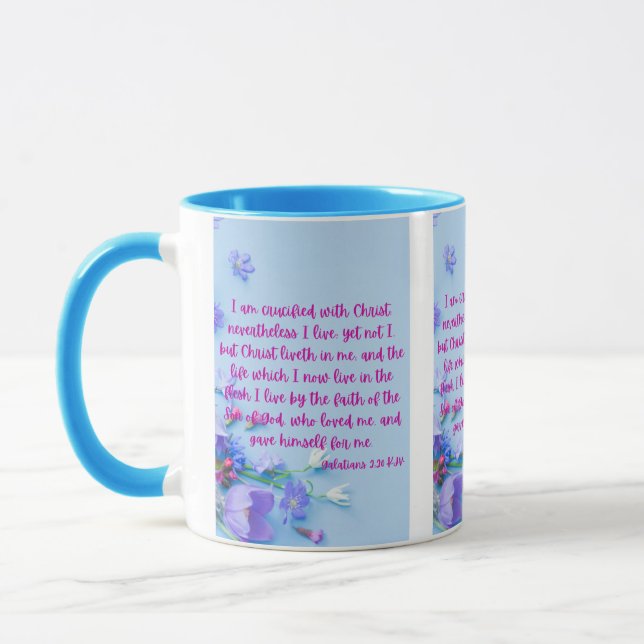 Galatians 2:20 KJV Bible Scripture Pic Two-Tone Mug (Left)