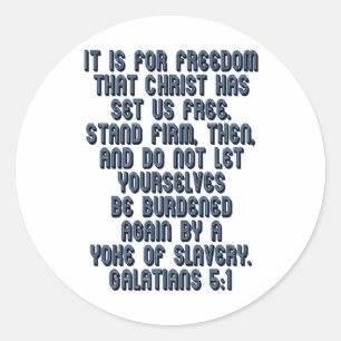 Galatians 5:1 classic round sticker