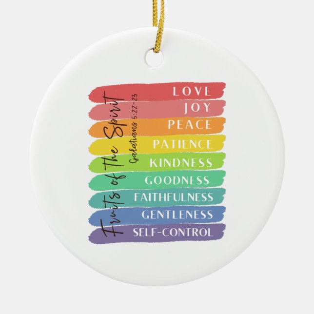Galatians 5:22-23 Fruit of the Spirit Ceramic Tree Decoration (Front)