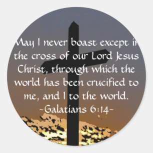 Galatians 6:14 classic round sticker