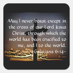Galatians 6:14 square sticker