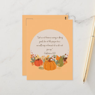 Galatians 6:9 Harvest Autumn Fall Thankful Pumpkin Postcard