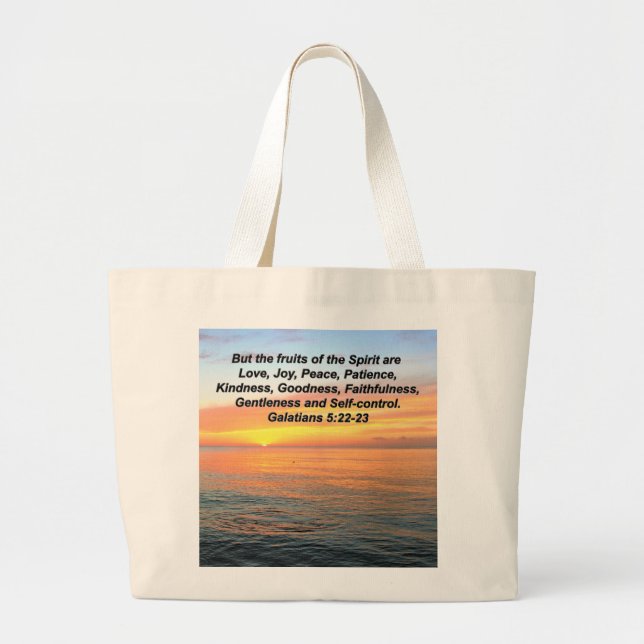 GALATIANS FRUIT OF THE SPIRIT BIBLE VERSE LARGE TOTE BAG (Front)