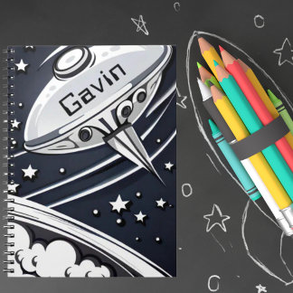 Galatic  Spaceship Monochrome Notebook