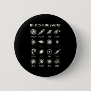 Galaxies Of Universe Vintage Space Astronomy Chart 6 Cm Round Badge