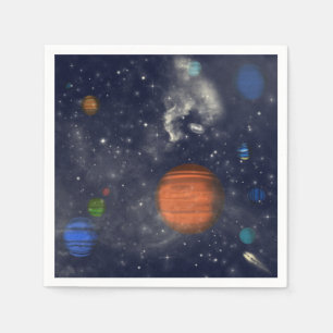 Galaxies with stars and planets in space napkin